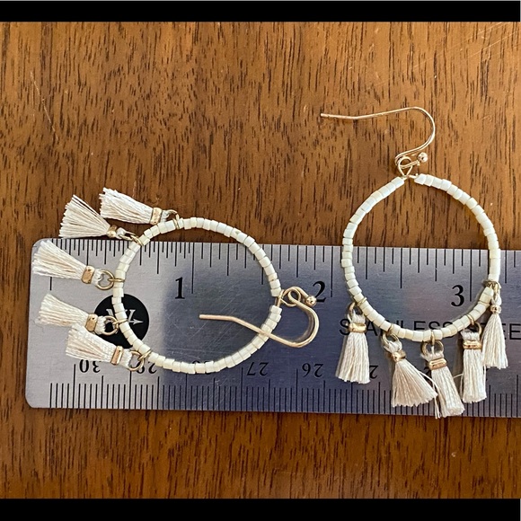 ~1.5” Tassel Hoop Earrings - Picture 2 of 2